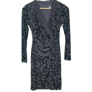 NWOT Tommy Hilfiger black Velvet Burnout Surplus Sheath dress size 2 whimsigoth